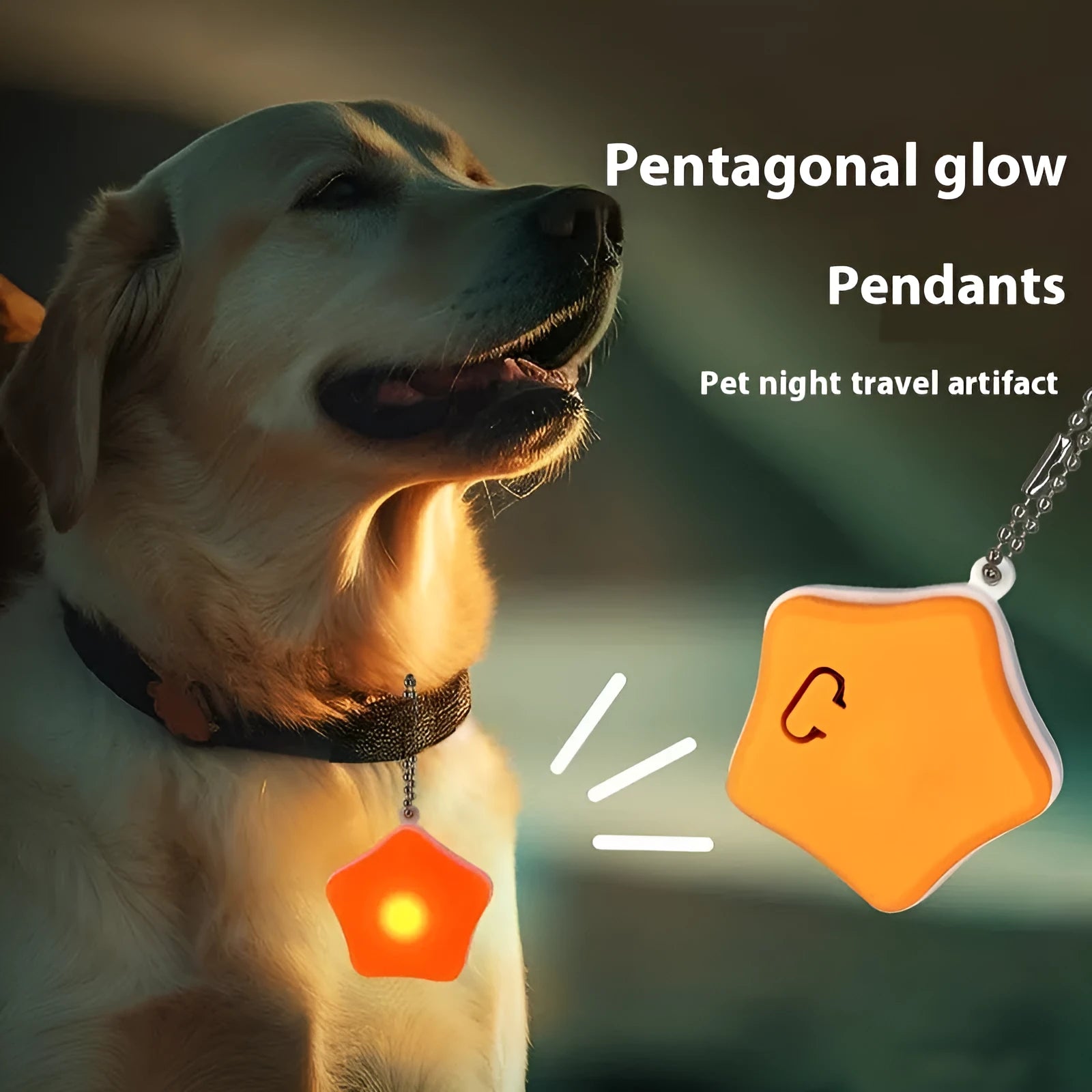 Blue rechargeable pet pendant light with silicone case for dog night walking safety