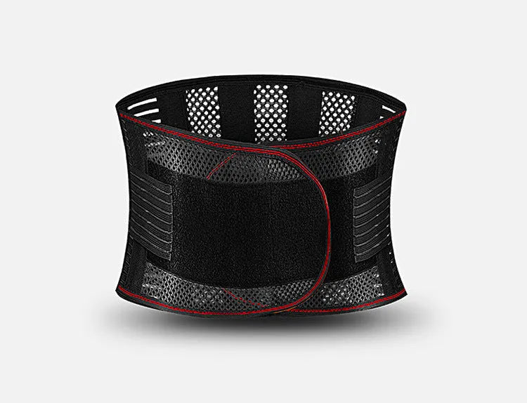 Black sports waist support with steel plate lumbar decompression for adult fitness activities
