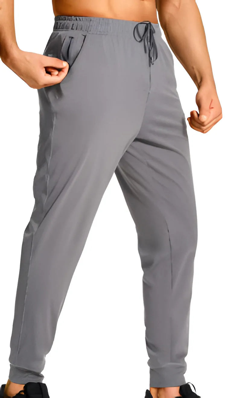 Men's loose fit polyester casual trousers in solid colour with size range from XS to 4XL