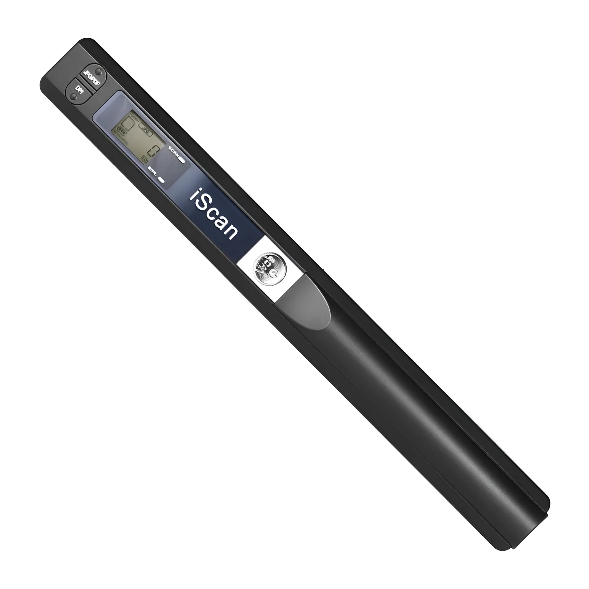 Handheld plastic scanner in multiple colours including black, blue, green, red, and silver with a USB cable.