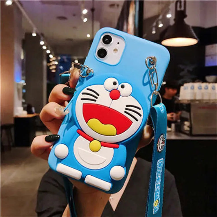 Cartoon silicone wallet case with camouflage pattern in various colours for Huawei Mate and P series phones