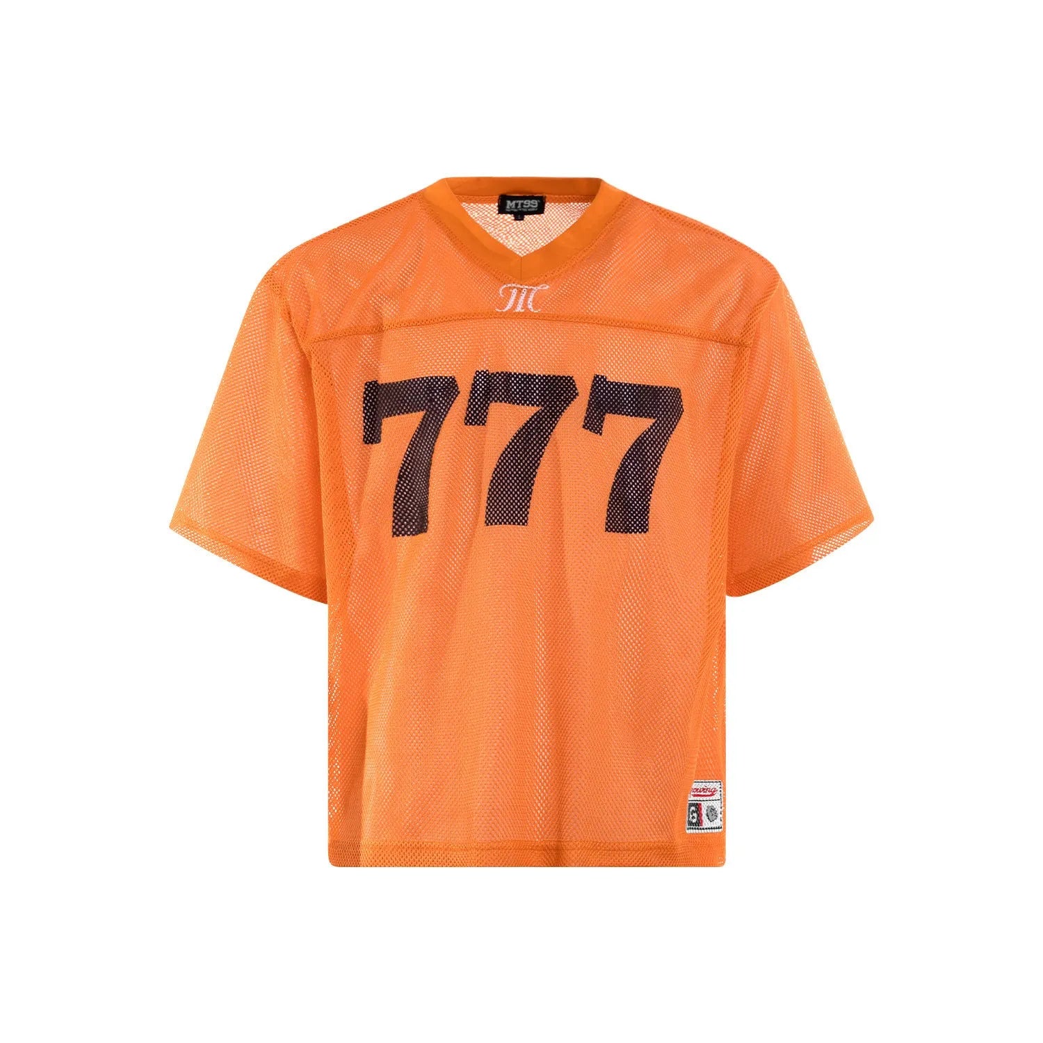 Retro style loose summer T-shirt in black, shown front-on on a hanger.