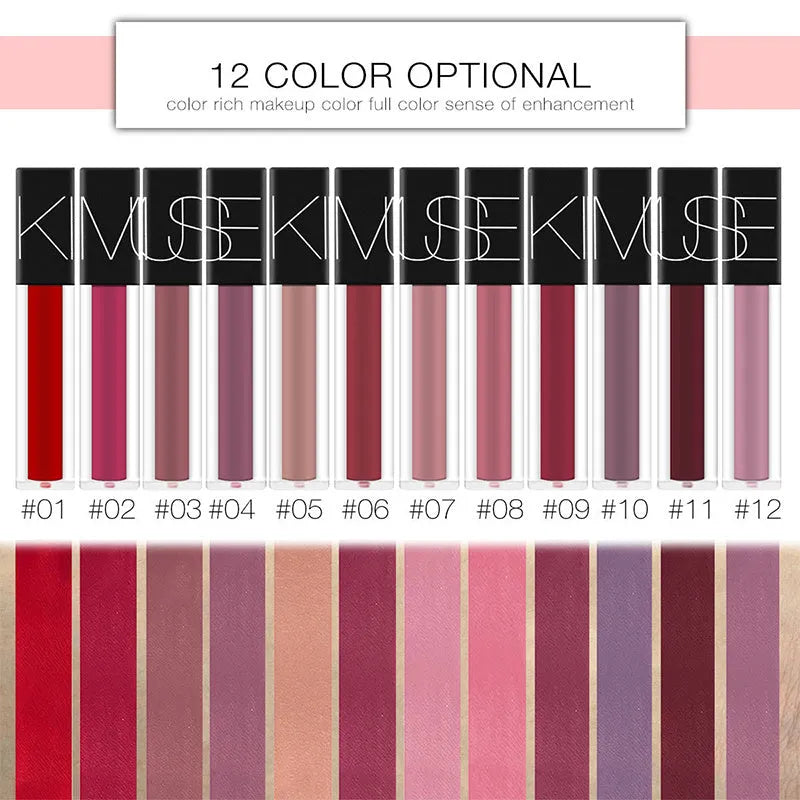 KIMUSE matte liquid lipstick tube 5.7ml with waterproof long lasting formula in multiple colour options