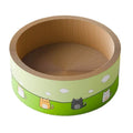 Large round cat scratch board with deep pit texture made from corrugated paper