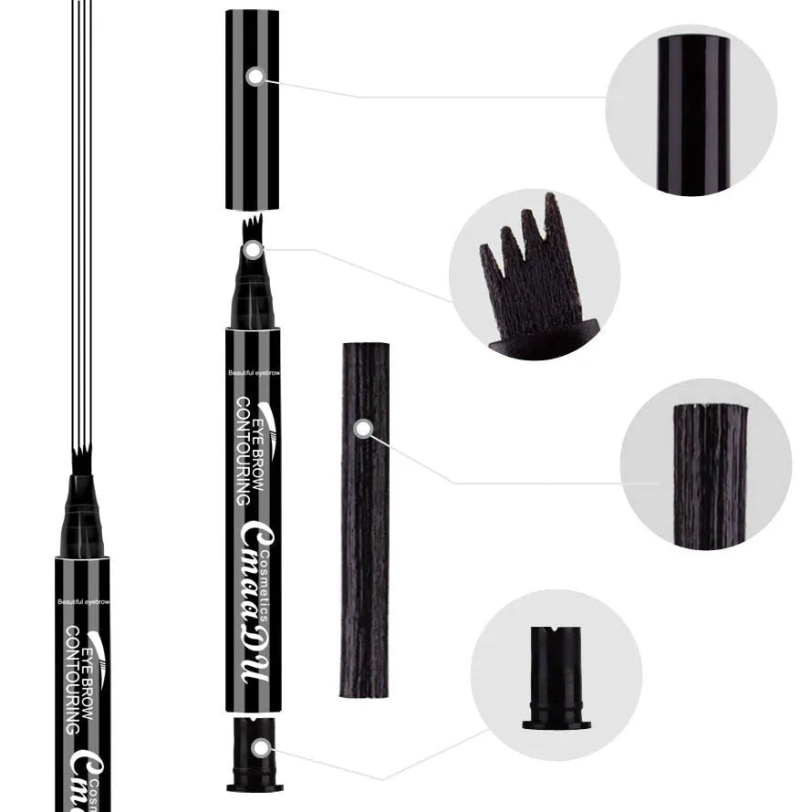 CmaaDu 4-head eyebrow pencil with four-point tip in black brown and grey colour options