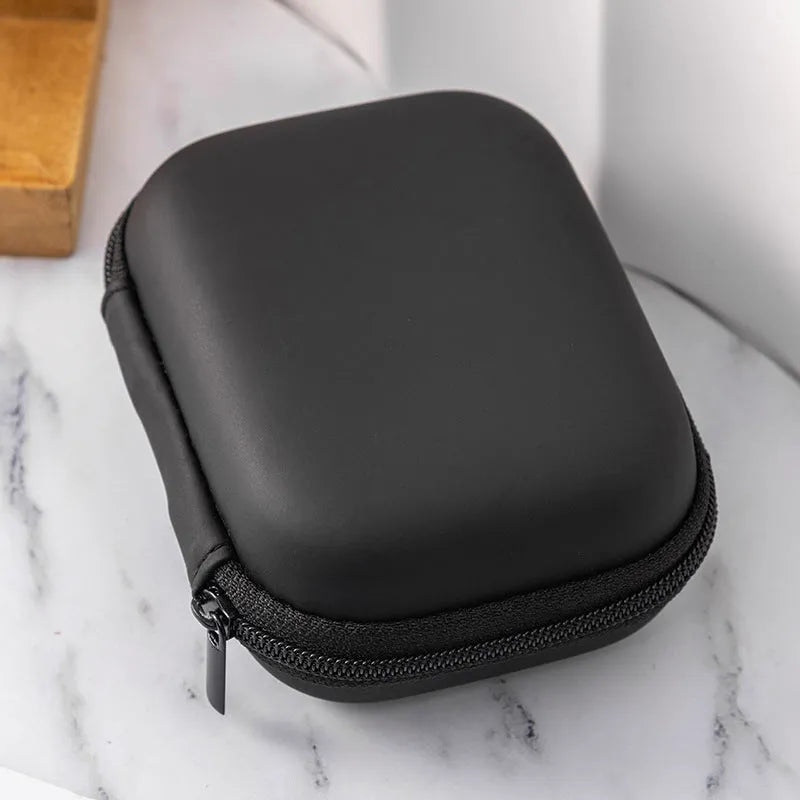 Black EVA PU waterproof storage bag for headset and cables with cold press forming