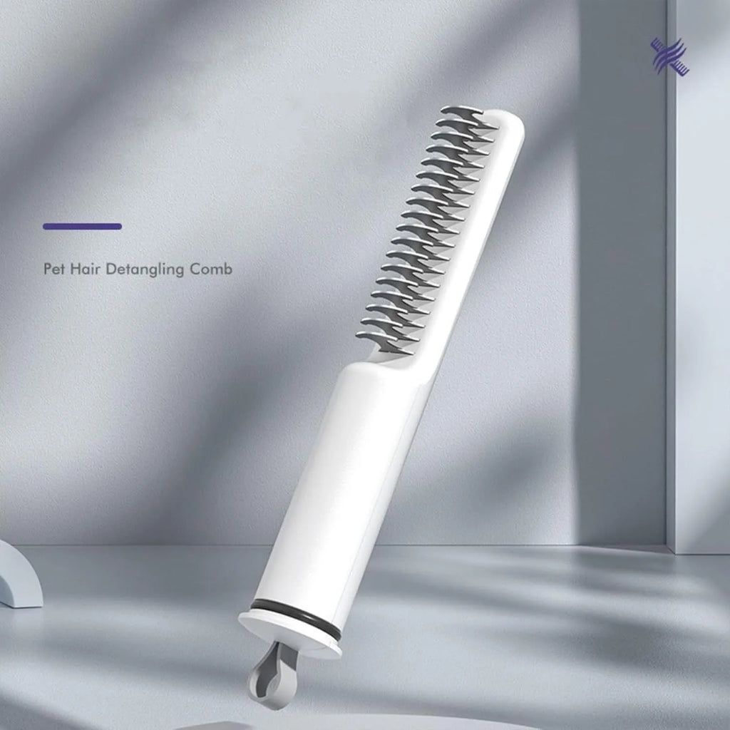 Stainless steel dematting comb with ergonomic handle for pet grooming