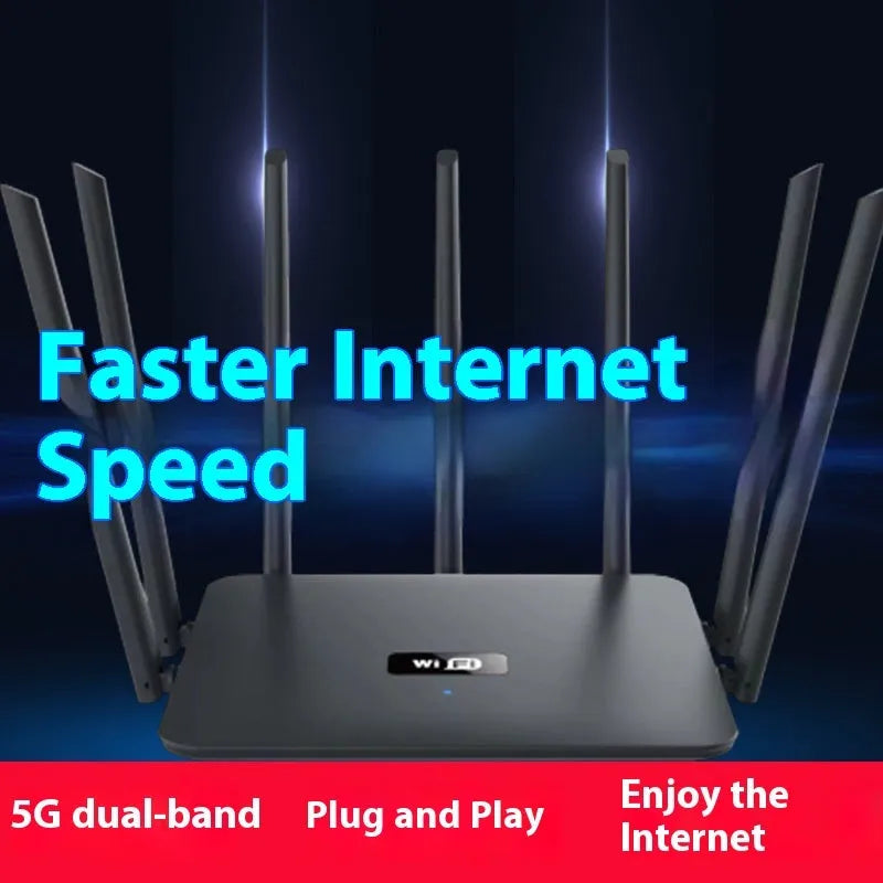 Dual-band gigabit Wi-Fi router in black or white with multiple antennas for whole home coverage