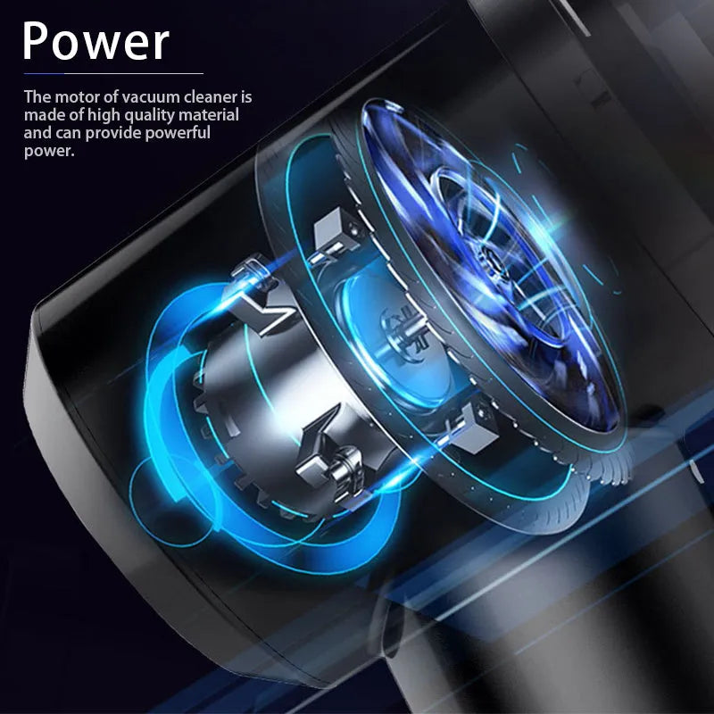 Wireless car vacuum cleaner in black or white with compact ABS plastic design for vehicle interior cleaning