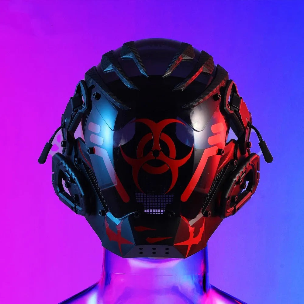 Black bioweapon full face helmet prop for Halloween and cosplay events