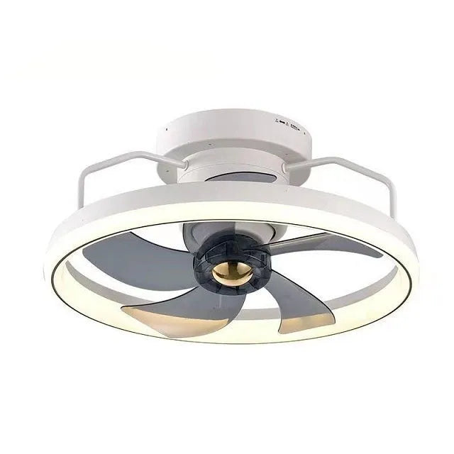 Overhead ceiling fan lamp with light featuring 500mm blades and acrylic lampshade in seven colour options