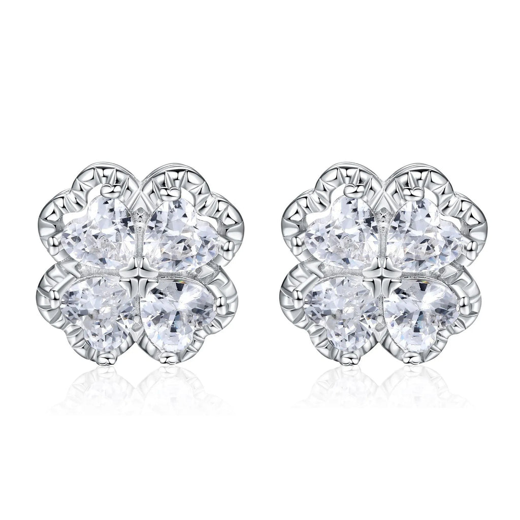 Zeng Yin 925 silver heart-shaped zircon earrings with white gold colour finish