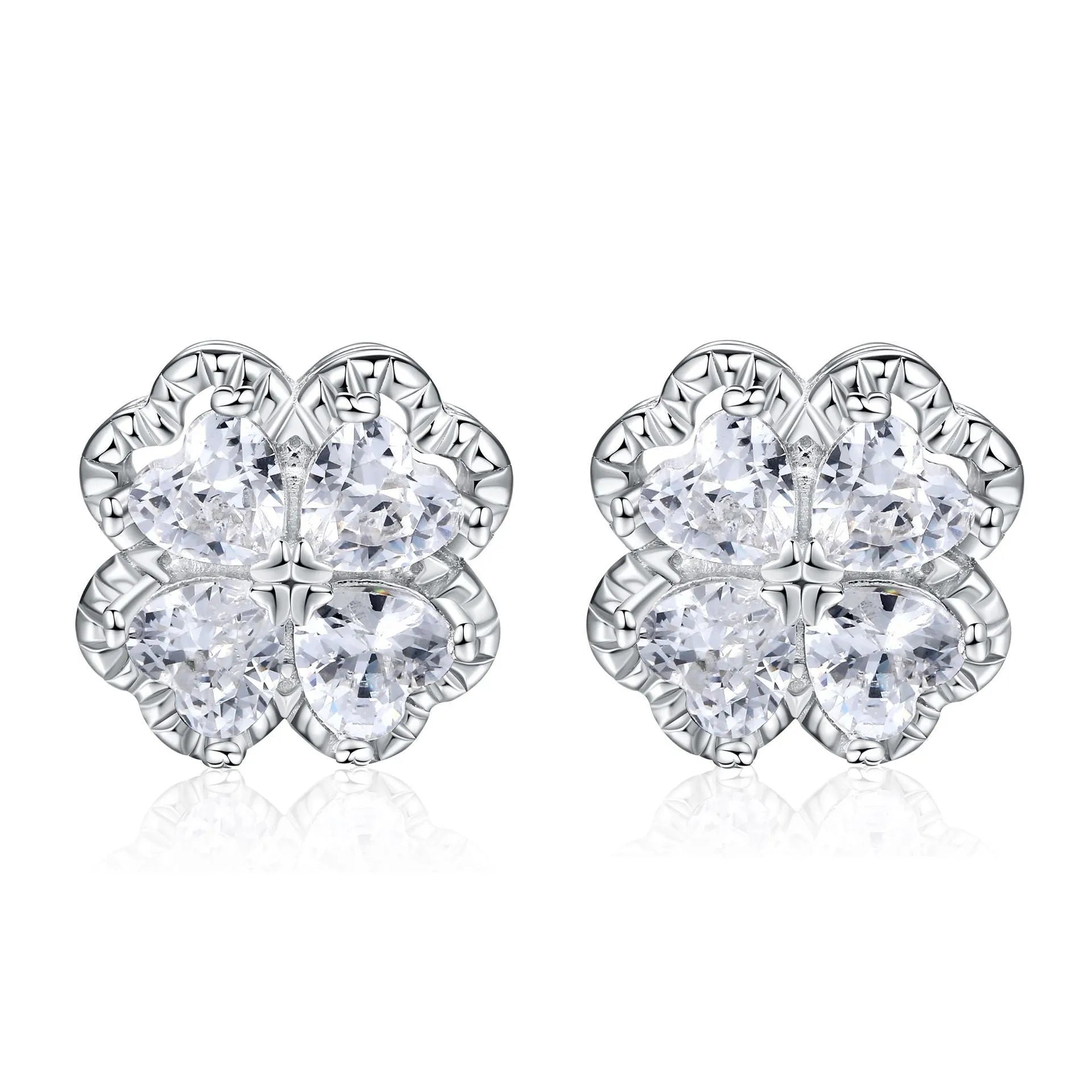 Zeng Yin 925 silver heart-shaped zircon earrings with white gold colour finish
