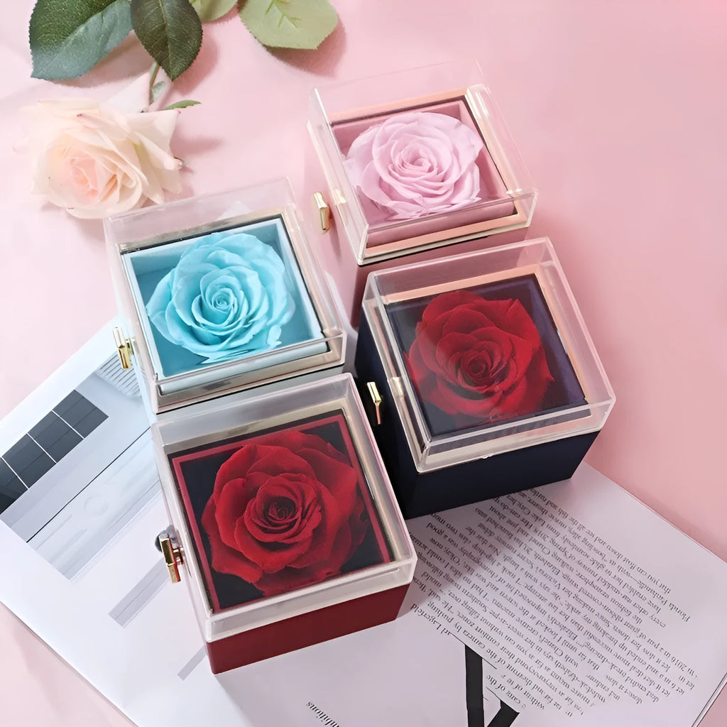 Acrylic ring box in transparent plastic with handbag for Valentine's proposal multiple colour options