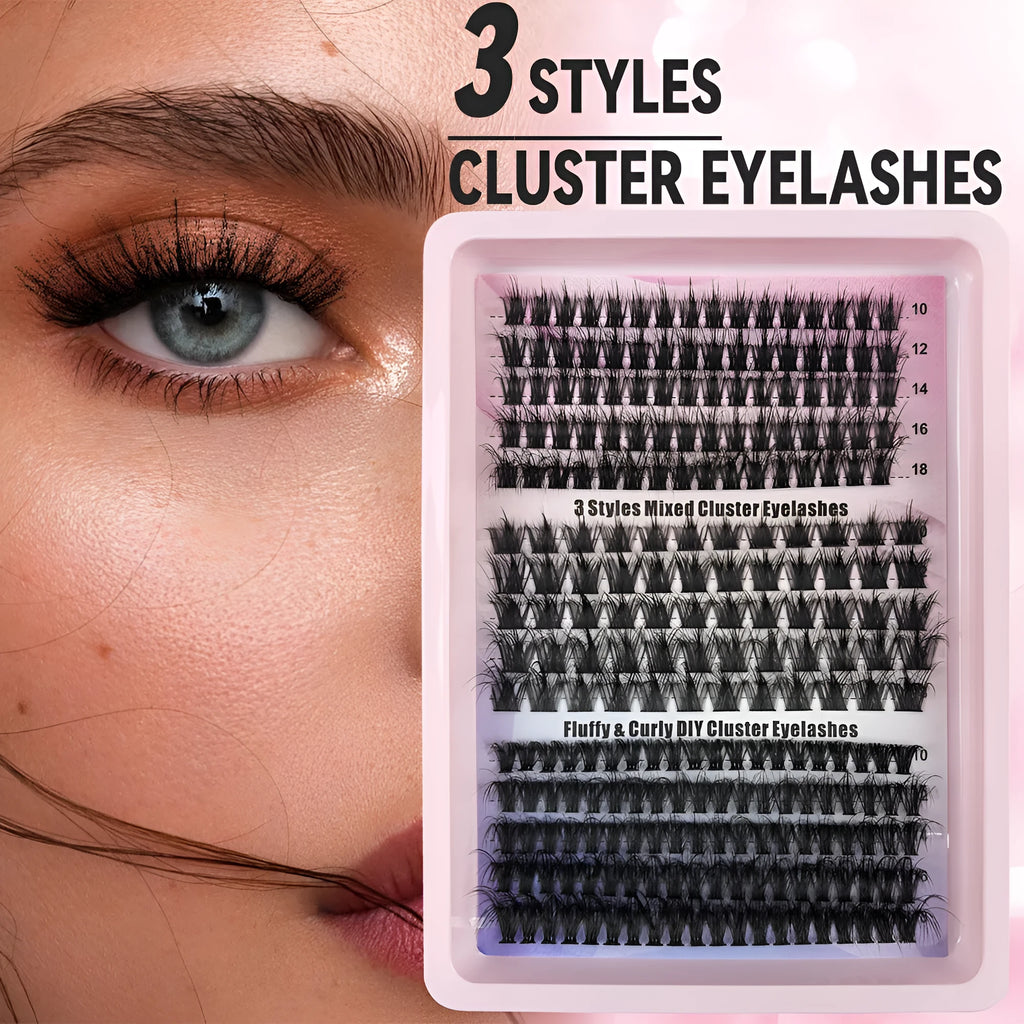 Creative large capacity messy eyelash mixed set in storage box showing five different style specifications