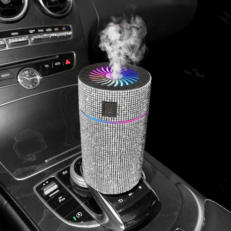 Car mounted air purification humidifier with diamond design in seven colour options