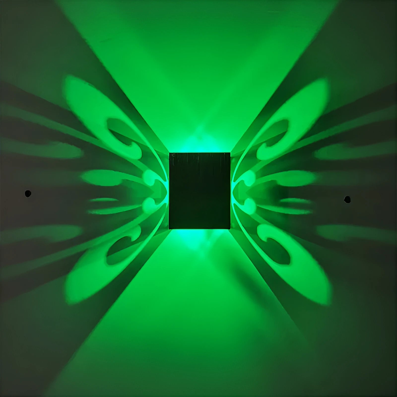 Modern aluminium LED butterfly wall lamp with remote control for seven colour options on interior wall