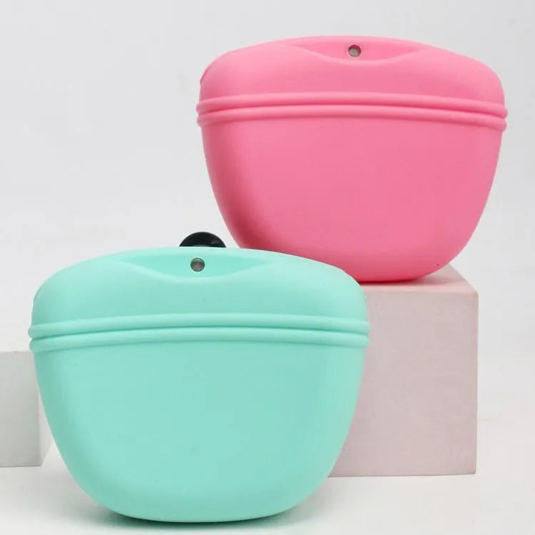 Silicone dog training treat waist bag with clip and magnetic closure in multiple colours