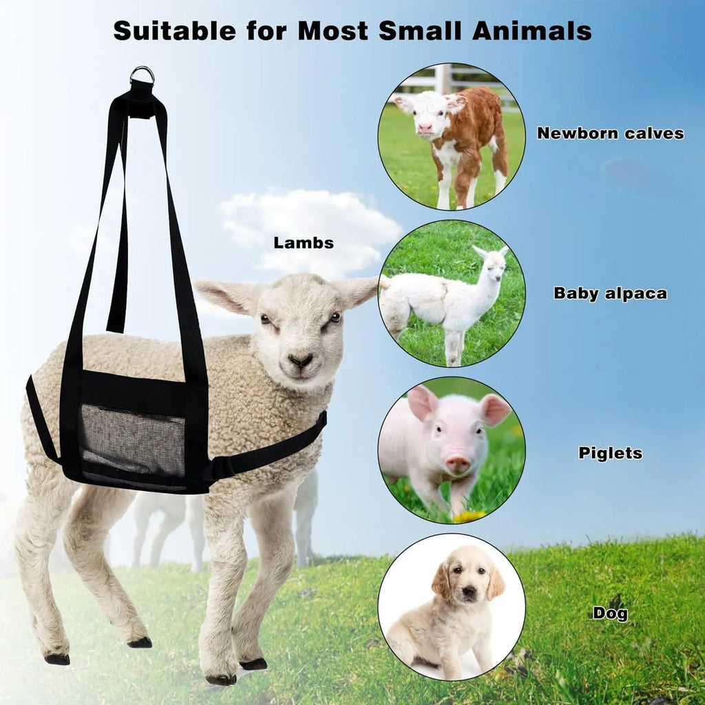 Black calf large dog weighing sling measuring 35x150cm for veterinary and livestock weight measurement