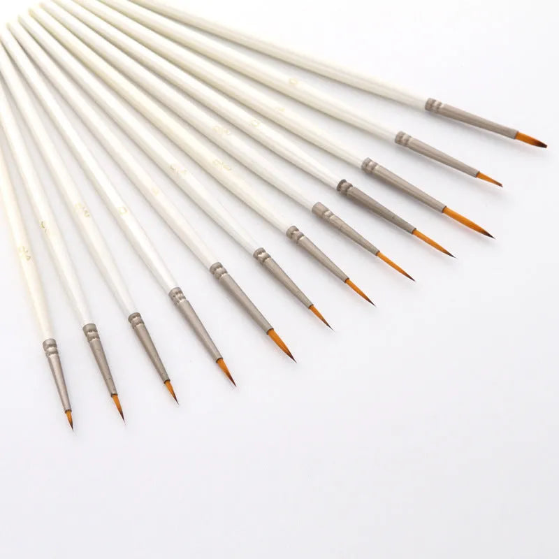 Set of 12 Pearl White nylon wool Fluoresent art markers with wood pen holder for watercolour and acrylic painting