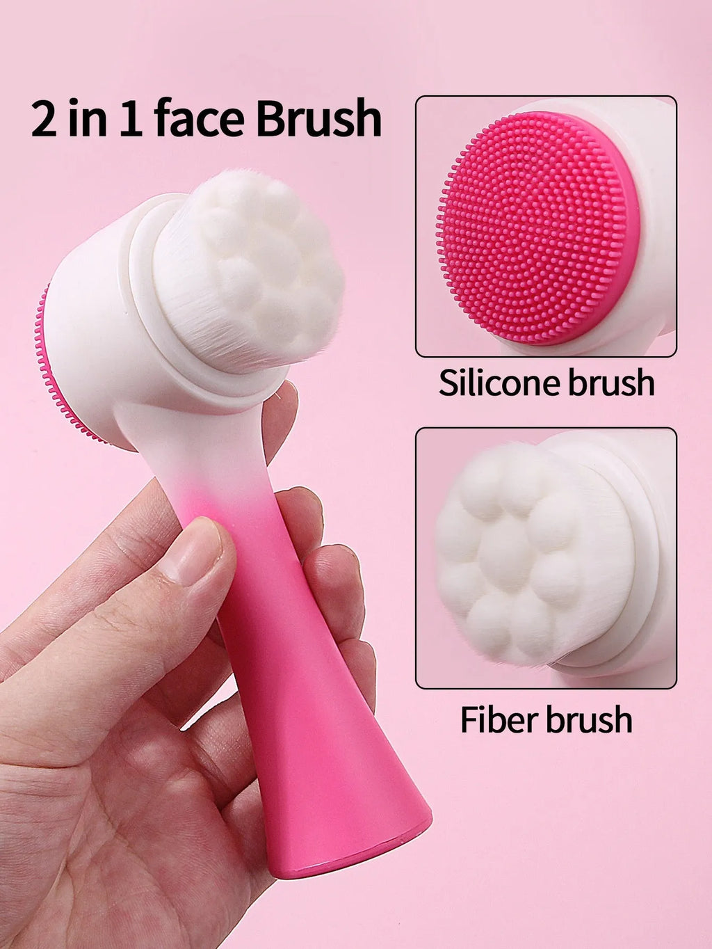 Facial brush three-piece set with coral fleece hair band in purple, gray, white or pink colours