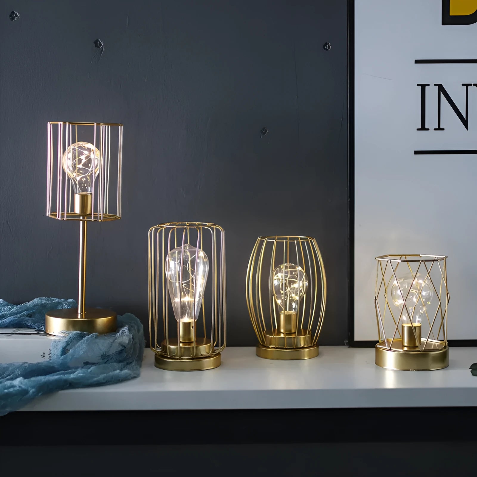 Geometric iron decorative light with electroplated finish in Nordic style for home ornamentation