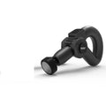 Black intelligent muscle massage gun with adjustable angle, five massage heads, and a storage bag.