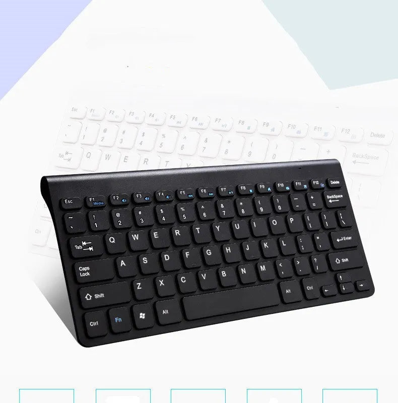 Black or white wireless keyboard and mouse set with compact 78-key layout
