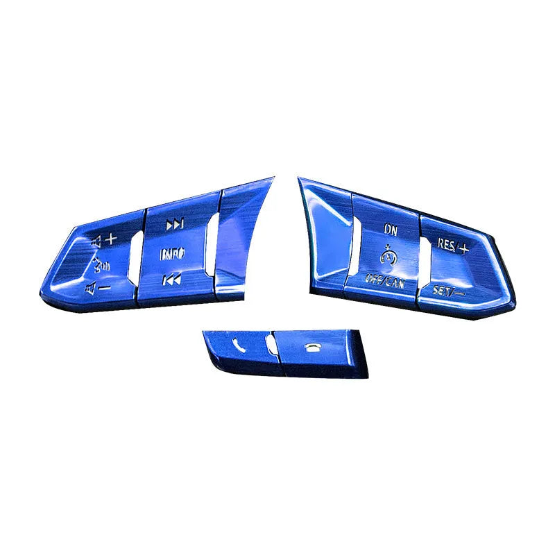 Aluminium alloy steering wheel button decorative stickers in red silver blue colours