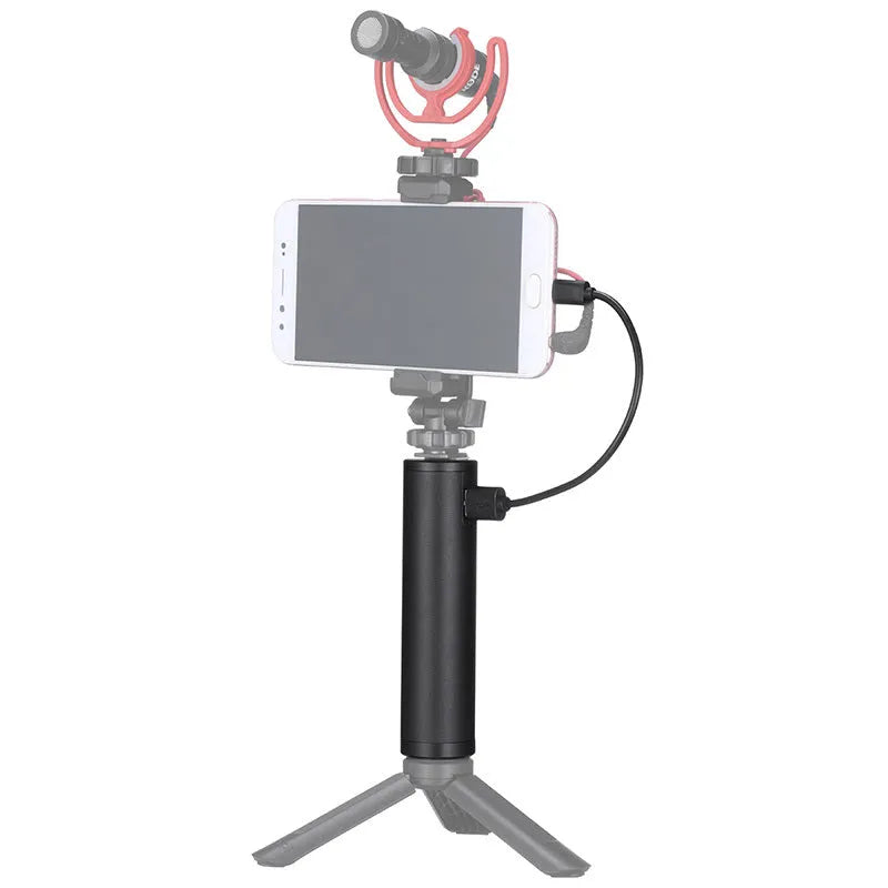 Black aluminium alloy portable power bank charging handle showing 12.5cm length.