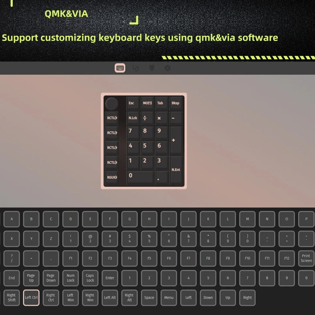 Wireless mechanical numeric keyboard with Bluetooth connectivity in black finish showing numeric keypad layout