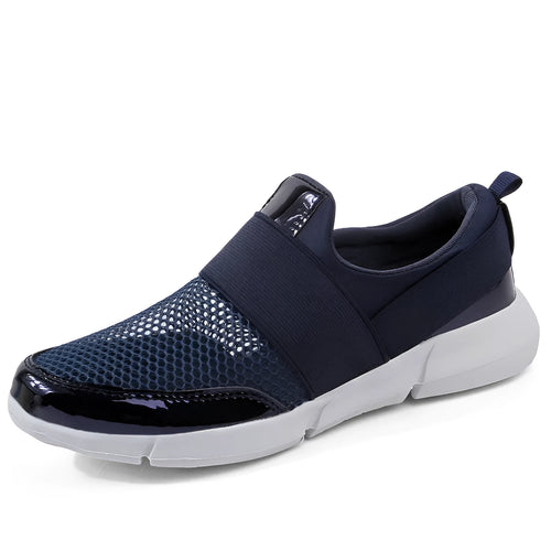 Blue, black, and grey women's low-cut sneakers with breathable mesh and a PU midsole
