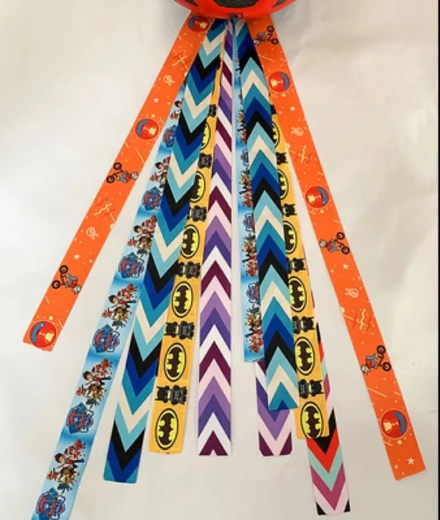 Children's helmet decorative streamer accessory in multiple colour choices for roller skating and biking