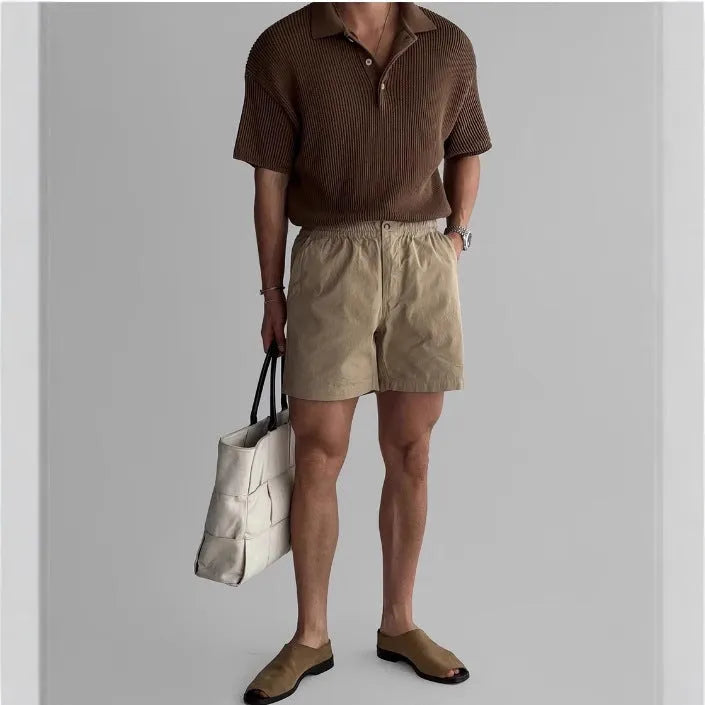 Cotton loose fit sports shorts in black, white or khaki colours for summer sports activities