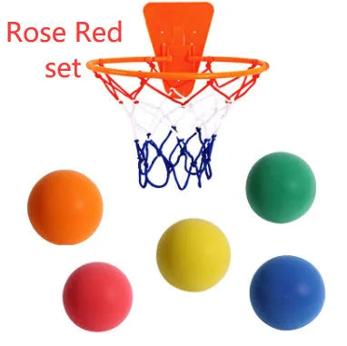 Silent foam basketball set in assorted colours with blue storage box