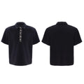 Men's loose fit polo t-shirt with square collar and short sleeves in solid colour