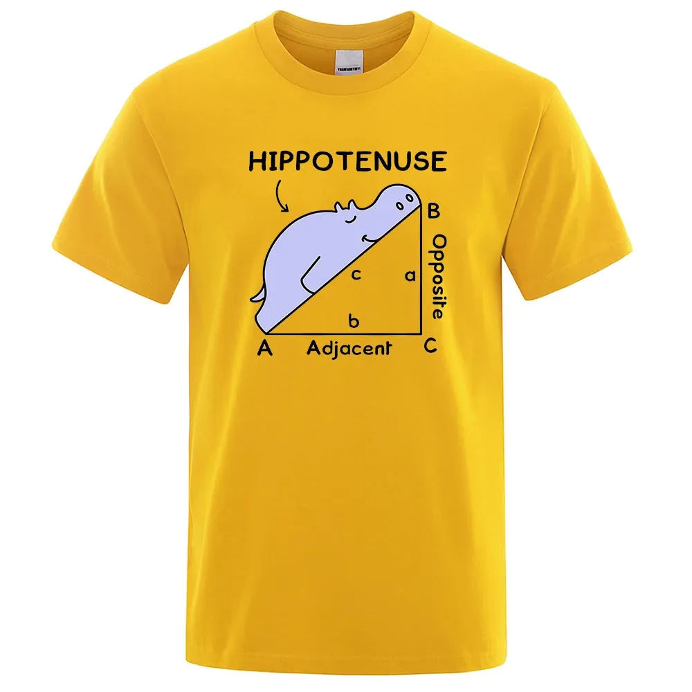 Humorous Hippotenuse Opposite Adjacent printed loose-fit cotton t-shirt in Army Green.