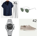 Casual loose cotton linen short sleeve suit in multiple colours with matching glasses, shoes and watch accessories