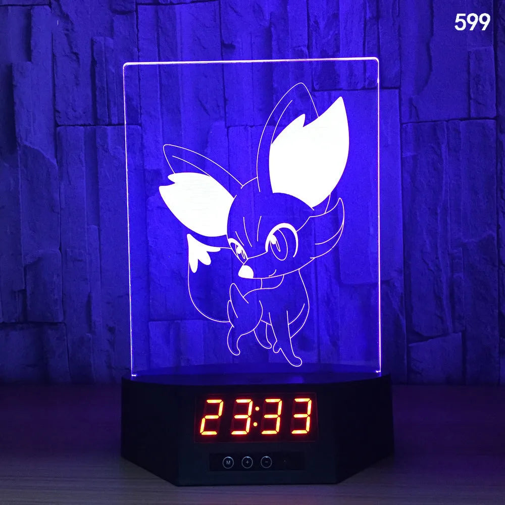 3D glowing dolphin shaped LED table lamp with remote control on a bedside table.