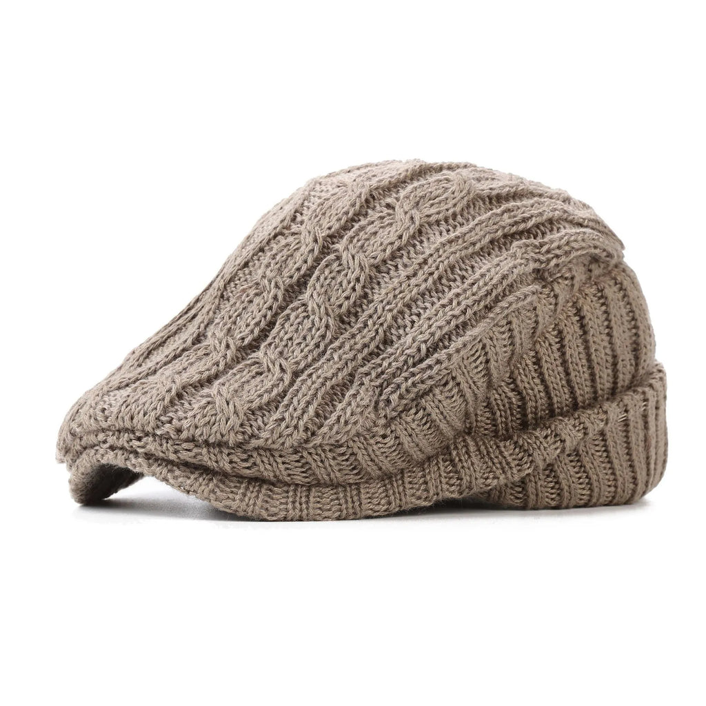 Hand knitted acrylic fleece lined beanie hat for men in winter size M 56-58cm dome style