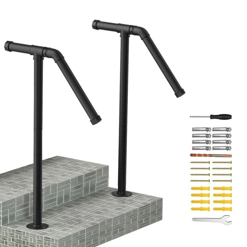 Black metal ladder support with American minimalist design for household and workplace height access