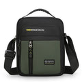 Men's casual nylon crossbody messenger bag in green, gray, black or blue with sewing thread detail