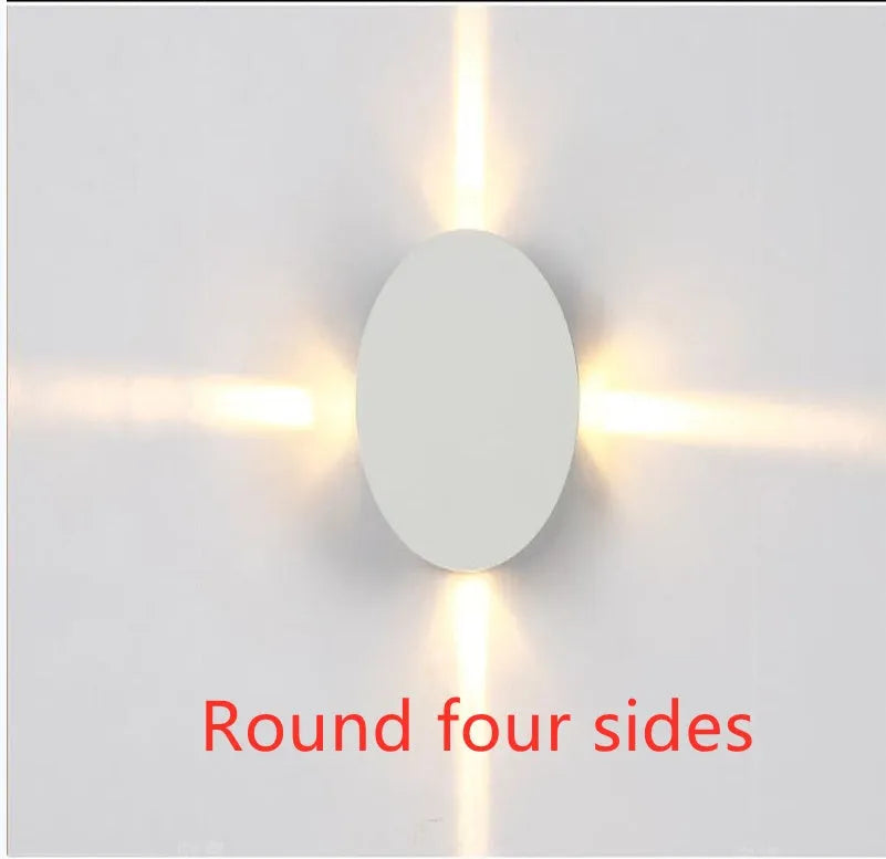 Modern square and round LED wall light with iron shade and aluminium frame