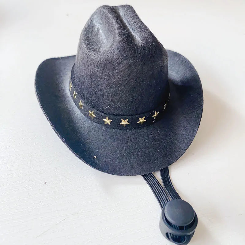 British cowboy hat for cats in various colours with ribbon or velvet trim