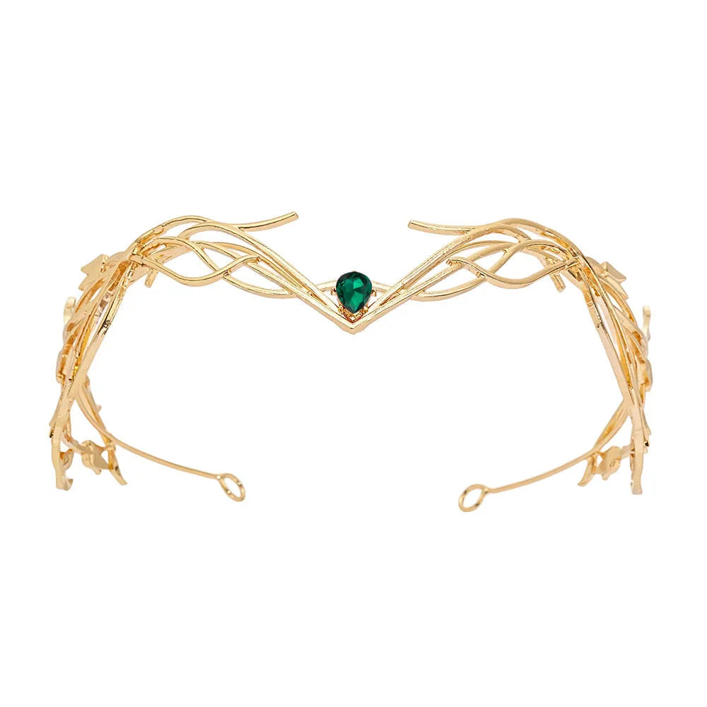 Goddess Warrior alloy headdress with crystal stones, 15cm, eight-character shape