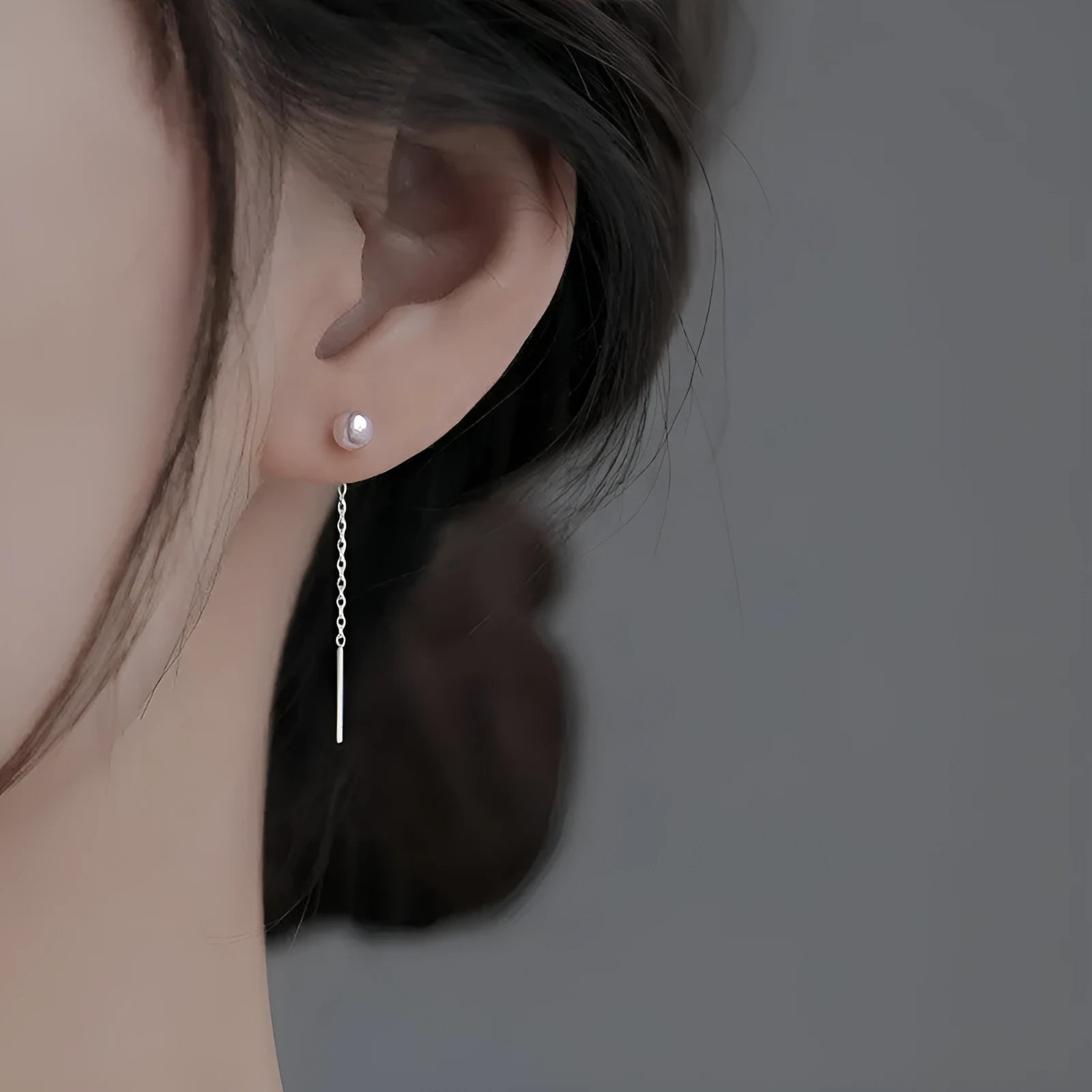 Sterling silver threaded charm earrings showing twelve design variations including pearls, zircon, clay balls, and geometric shapes