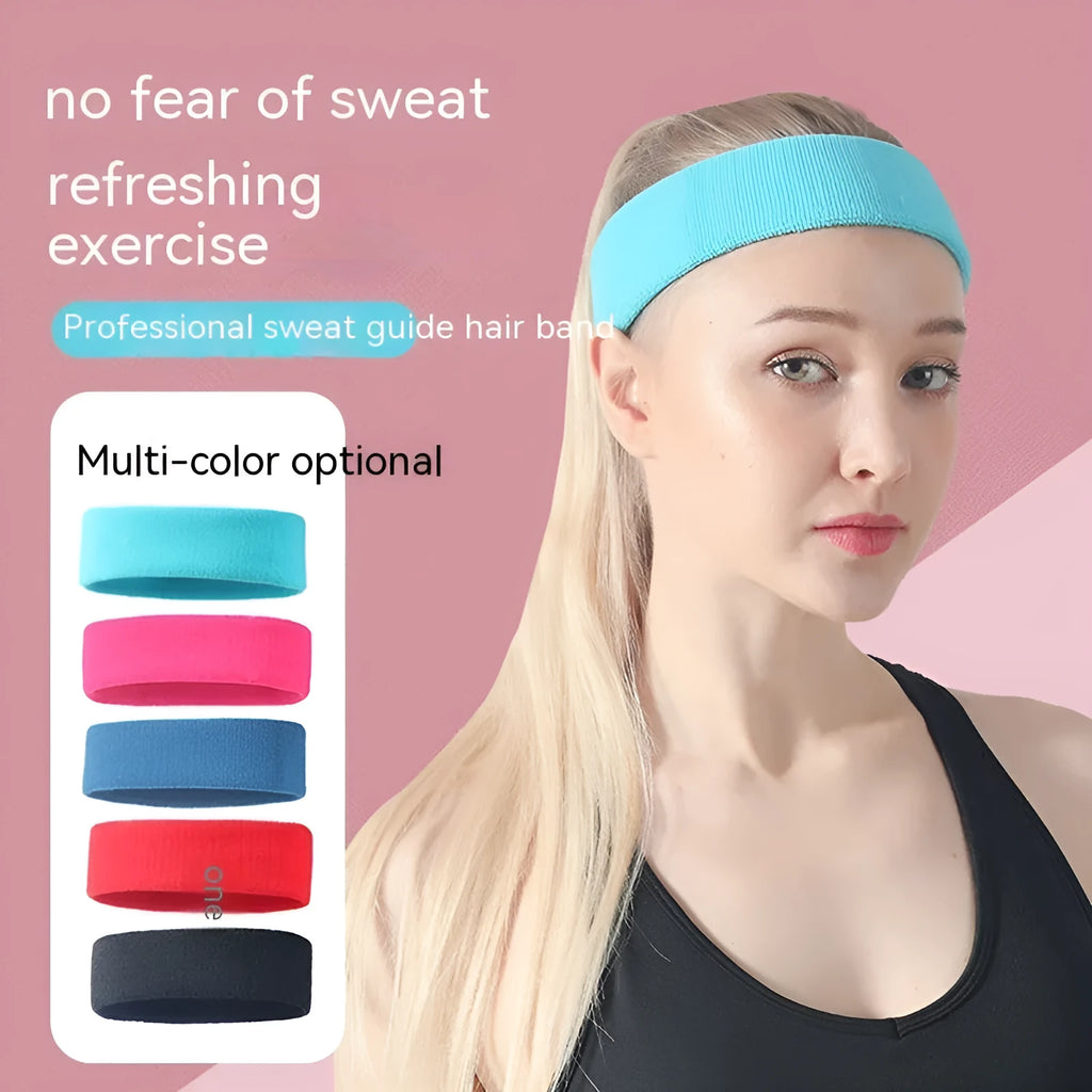 Solid color elastic sports sweat band made of polyester and spandex for running and gym