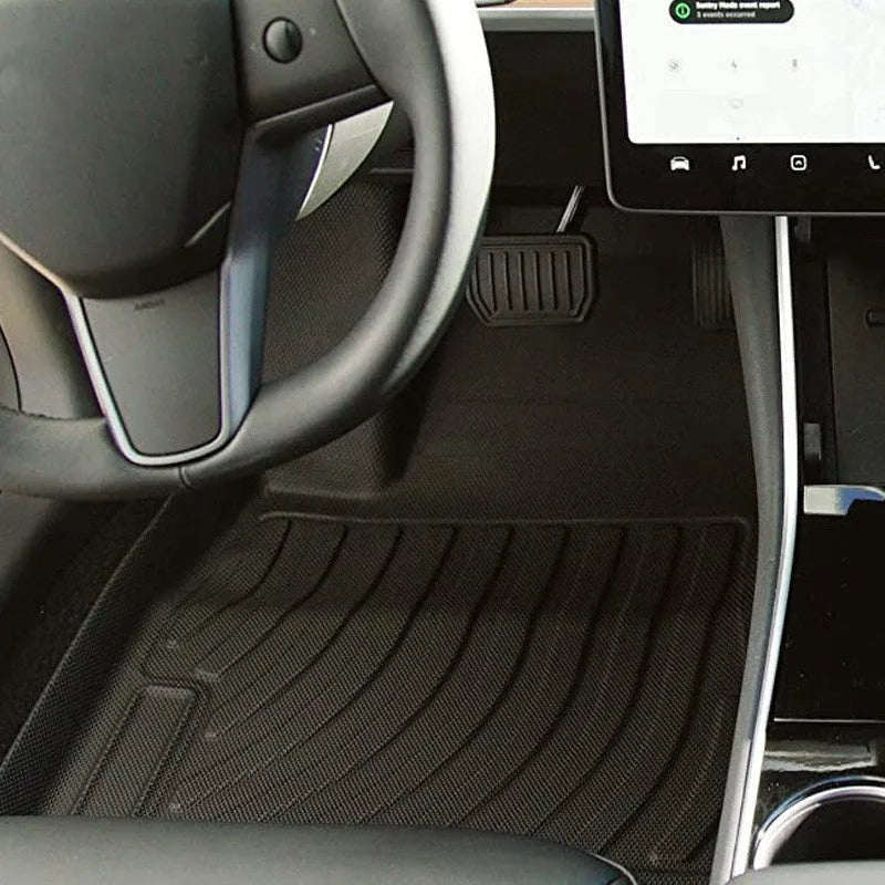 Rubber floor mat with TPE footrest for Tesla car interior