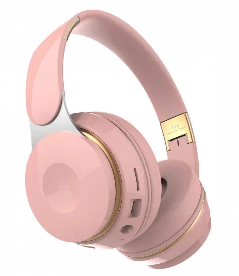 Foldable wireless Bluetooth headset in black, white, green, blue, or pink colour options
