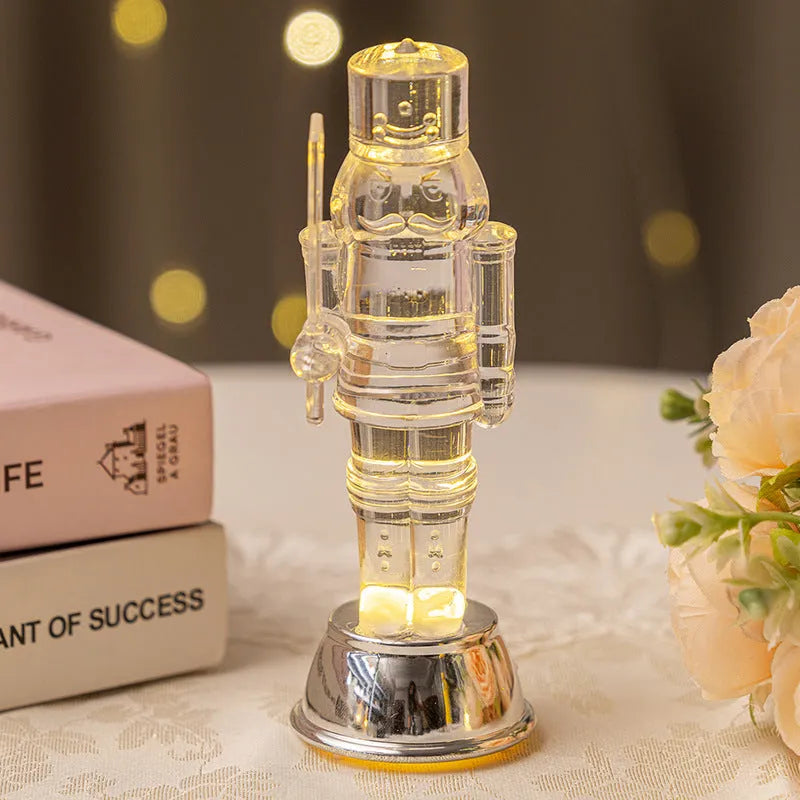 Transparent plastic Christmas nutcracker ornament for desktop display with soldier design